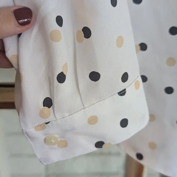 NWT Ann Taylor Classic Shirt Polka Dots Size Large - Picture 6 of 12